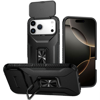 For Apple iPhone 17 Pro (6.3") Case, Camera Cover with Magnetic Rotation Ring Stand, Military Grade Hybrid Hard TPU Shockproof Case Cover