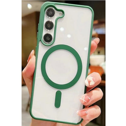 For Samsung Galaxy S25+ S25 Plus /S24+ Hybrid Clear Transparent with Color Edge Bumper, MagSafe Compatible Ultra Slim Hard PC Case Cover