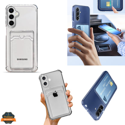For Samsung Galaxy A17 5G Clear Slim TPU Phone Case with Credit Card Slot Back, Transparent Protective Shockproof Case Cover