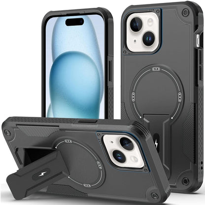 For iPhone 15 Plus (6.7") Magnetic Invisible Kickstand Holder with Magsafe, Slim Fit Shockproof Hybrid Military Grade Heavy Duty Case Cover