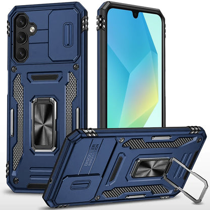 For Samsung Galaxy A16 5G Hybrid Case with Rotation Ring Stand Shockproof & Slide Camera Window TPU Armor Drop-proof Case Cover