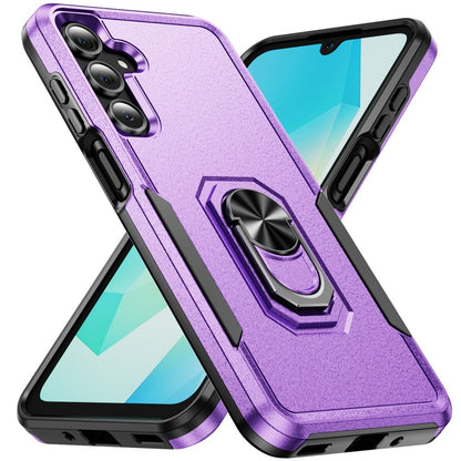 For Samsung Galaxy A17 5G Hybrid Rugged Tough 2in1 Drop-Proof Protection Military Grade Armor with Metal Ring Stand Case Cover