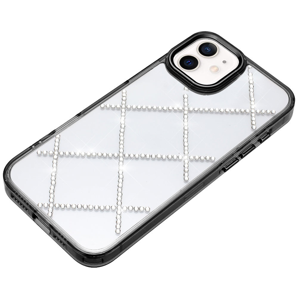 For Apple iPhone 12 /12 Pro Gem Glitter Diamond Bling Clear Hybrid TPU Cover, Colorful Shockproof Protective Back, Slim Fit for Women Girls Case Cover