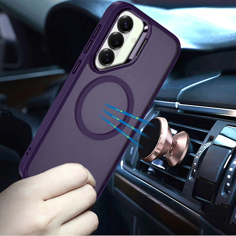 For Samsung Galaxy S26 Heavy Duty Metallic Hybrid Tough TPU with Camera Ring Stand, MagSafe Compatible, Rugged Drop Protection Case Cover