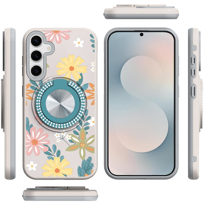 For Samsung Galaxy S26 Pattern Design Hybrid with Invisible Ring Stand & Magnetic Back, Shockproof Protective Grip Case Cover