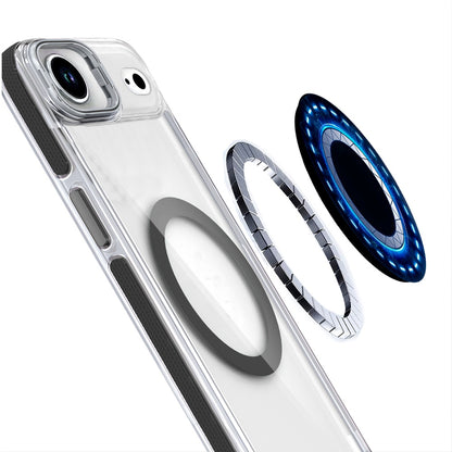 For Apple iPhone 17 AIR Hybrid Clear Back Case with Invisible Camera Bracket Stand, MagSafe Magnetic Circle, Shockproof Color Frame Case Cover Black