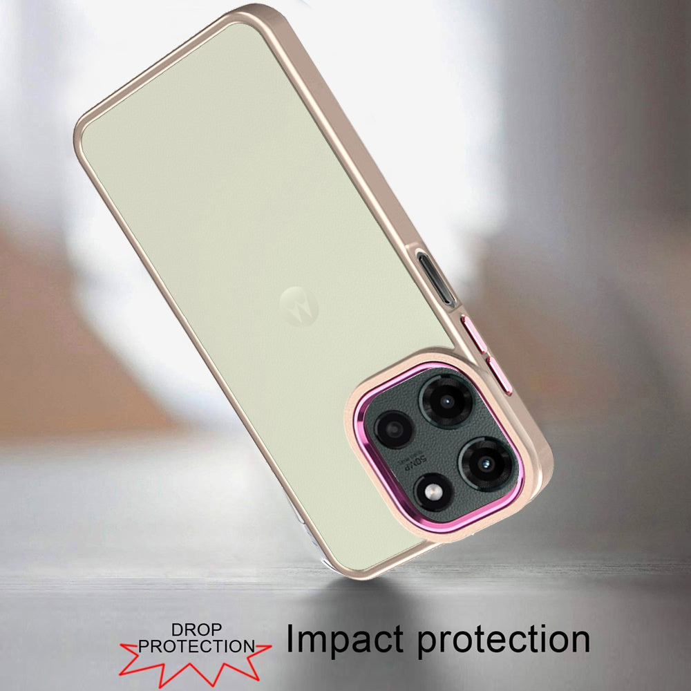 For Motorola Edge 2025 Slim Fit Thin Hybrid,Frosted Matte Polished Acrylic Hard PC with TPU Rubber Frame Case Cover