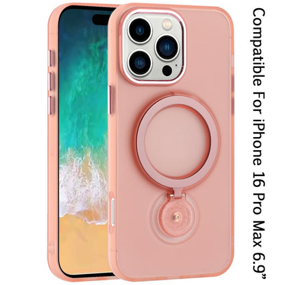 For Apple iPhone 16 Pro Max (6.9") MagSafe Compatible with 360 degree Circle Ring Stand Magnetic Kickstand Slim Hybrid Case Cover