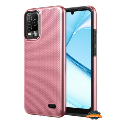 For TCL K33 5G Dual Layer Slim & Tough Hybrid Shockproof Heavy Duty Rubber TPU Matte with Textured Rugged Shell Protection Case Cover