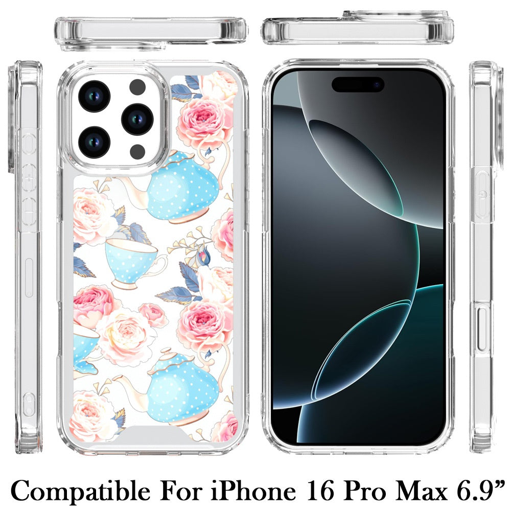 For iPhone 16 Pro Max (6.9") Beautiful TPU Design, Slim Shockproof Soft Cover for Women and Girls, Stylish Protective Case Cover