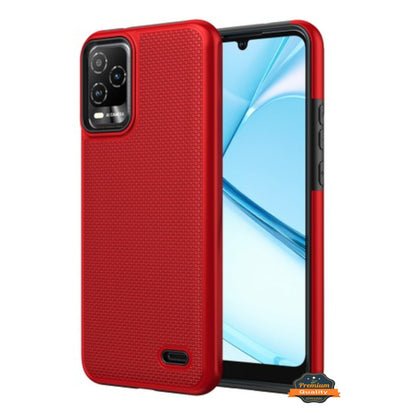 For TCL K33 5G Dual Layer Slim & Tough Hybrid Shockproof Heavy Duty Rubber TPU Matte with Textured Rugged Shell Protection Case Cover