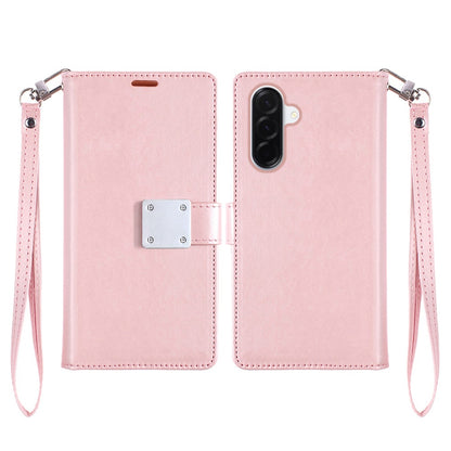 For Samsung Galaxy A57 Wallet Cases PU Leather with Credit Card /ID /Cash Holder Slot Dual Flip Book Pouch, Stand and Strap Case Cover Rose Gold