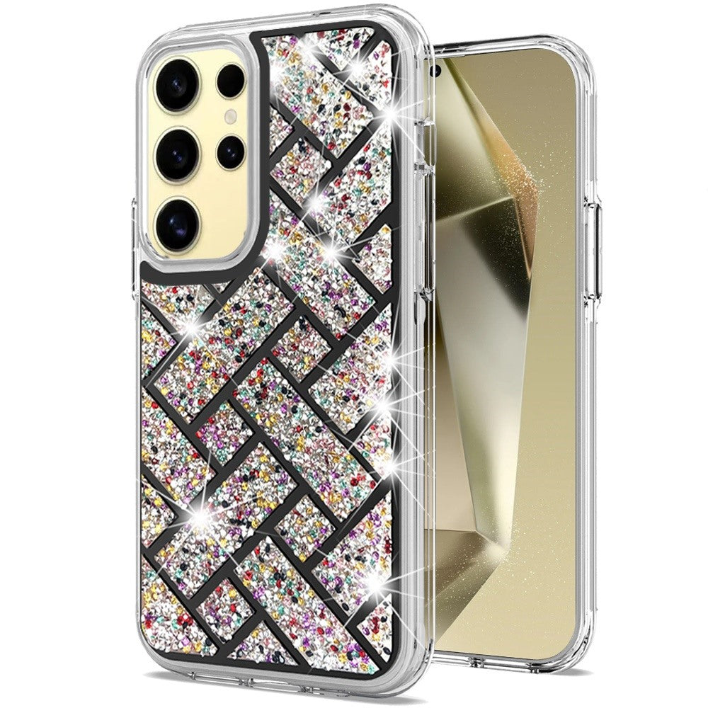 For Samsung Galaxy S25 /S24 Sparkly 3D Design Diamond Shockproof Protective Bling Glitter Rhinestone Hybrid Skin PC & TPU Case Cover