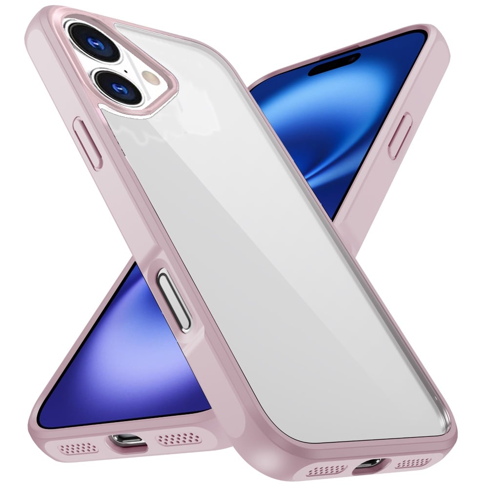For Apple iPhone 17 (6.3") Hybrid Transparent HQ Slim Shockproof Clear Protective Thick 2.0mm TPU Frame Case Cover Pink