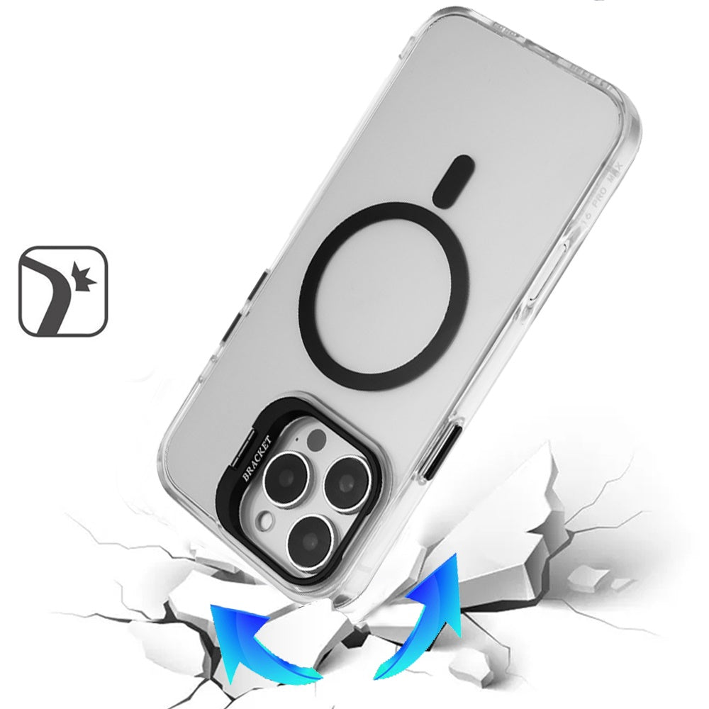 For Apple iPhone 14 /13 Transparent Hybrid Magnetic Circle with Camera Lens Kickstand, Shockproof Slim TPU PC Case Cover