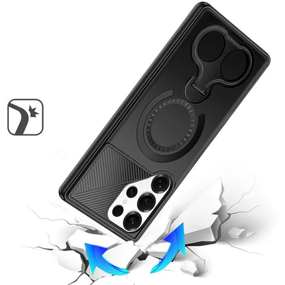 For Samsung Galaxy S26 Ultra Hybrid with Invisible 2 Hole Ring Stand Magnetic back Car Mount Friendly Protector Case Cover