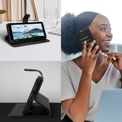 For Samsung Galaxy A17 5G Vegan Lines Leather Wallet Case with Credit Card Slot Pouch Flip, Magnetic Closure folio design Case Cover