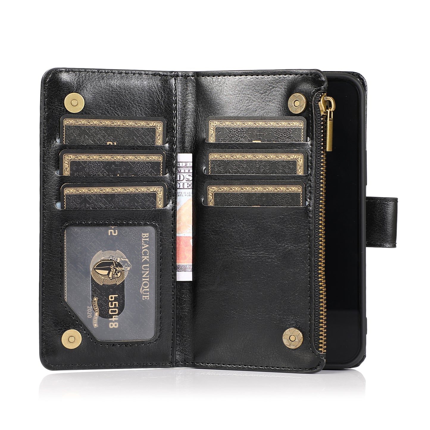 For Samsung Galaxy S26 Ultra Leather Wallet Case with Zipper, 9 Card Slots, Cash Pocket, Stand & Strap, Clutch Pouch Design Case Cover