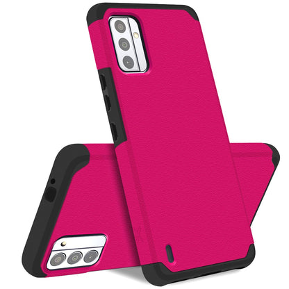 For Cricket Outlast 5G (2024) Tough Shock Absorption Hybrid Dual Layer Hard PC TPU Rubber with Screen Protector Tempered Glass Case Cover