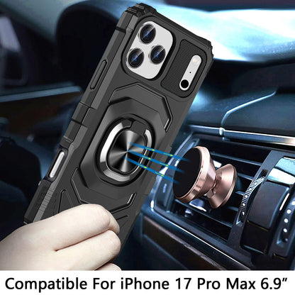 For Apple iPhone 17 Pro Max (6.9") Hybrid Dual Layer with 360° Rotate Magnetic Ring Stand Holder Kickstand TPU Rugged PC Shockproof Case Cover
