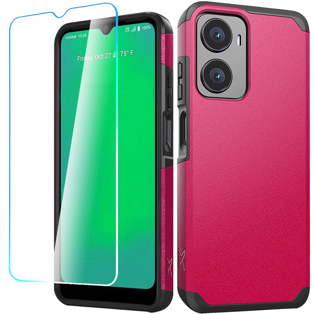 For Cricket Magic 2 5G (2024, 2nd Version) Tough Shock Absorption Hybrid Dual Layer Hard PC Rubberized TPU Rubber + Screen Protector Case Cover