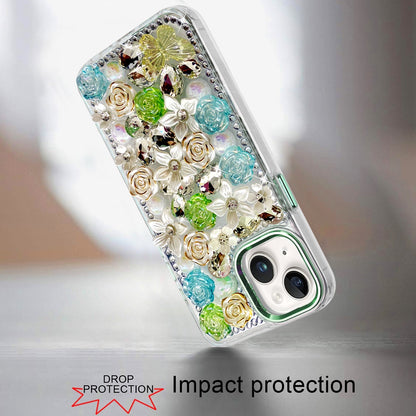 For Samsung Galaxy A57 3D Diamond Floral Roses Flower Bling Stone Hybrid, Sparkly Rhinestone Gemstone Back Shockproof Case Cover