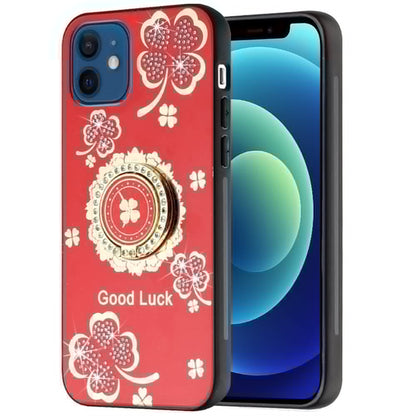 For iPhone 12 / iPhone 12 Pro (6.1") Diamonds 3D Fashion Bling Sparkly Glitter Ornaments Engraving Hybrid with Ring Stand Case Cover