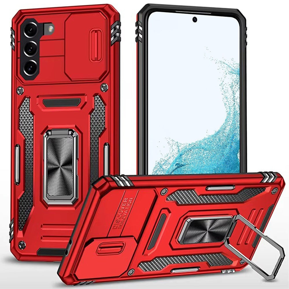 For Samsung Galaxy S22 Hybrid Case with Rotation Ring Stand Shockproof & Camera Window TPU Armor Dropproof Case Cover