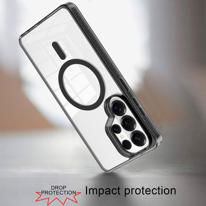 For Samsung Galaxy S26 Ultra MagSafe Compatible Integrated Technology Clean Transparent Hybrid Armor TPU Frame Case Cover Black