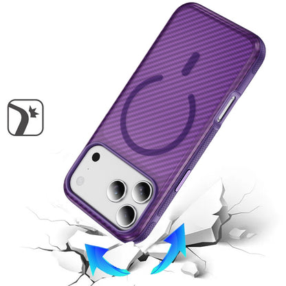 For Apple iPhone 17 Pro Max (6.9") Thick Carbon Design Magnetic Hybrid Drop Protection with Metallic Buttons & MagSafe Compatible Case Cover