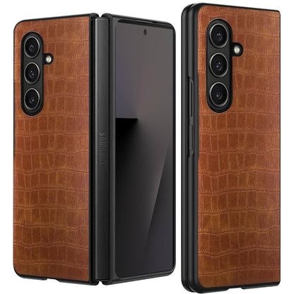 For Samsung Galaxy Z Fold 7 PU Vegan Leather Case, Premium Snap-On Hard Shell Cover, Slim Fit Protective Matte Finish Case Cover