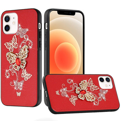 For iPhone 12 / iPhone 12 Pro (6.1") Diamonds 3D Fashion Bling Sparkly Glitter Ornaments Engraving Hybrid with Ring Stand Case Cover