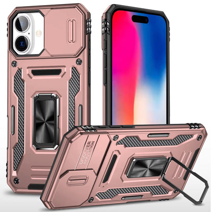 Apple iPhone 16 Pro Max (6.9") Hybrid Case with Rotation Ring Stand Shockproof & Camera Window TPU Armor Dropproof