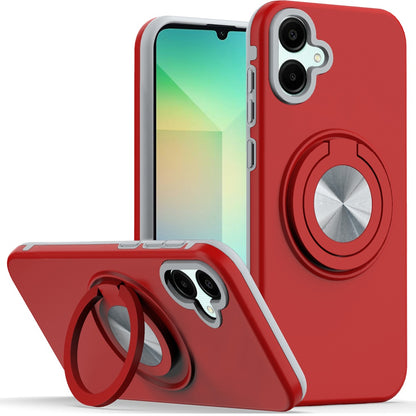 For Samsung Galaxy A06 Metal Matte Hybrid with Invisible Rotational Ring Stand, Car Mount Friendly, Military Grade Slim Fit Sturdy Case Cover