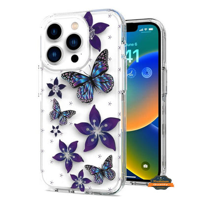 For Apple iPhone 16 Pro (6.3") Hybrid Trendy Image Patterns Design Transparent Hard Back Shockproof TPU Rubber Case Cover