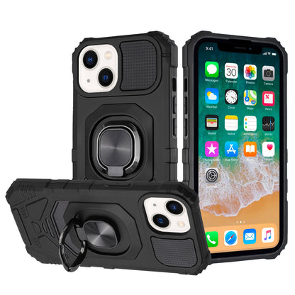 For Apple iPhone 16 Pro (6.3") Hybrid Dual Layer with Rotate Magnetic Ring Stand Holder Kickstand, Rugged Shockproof Case Cover