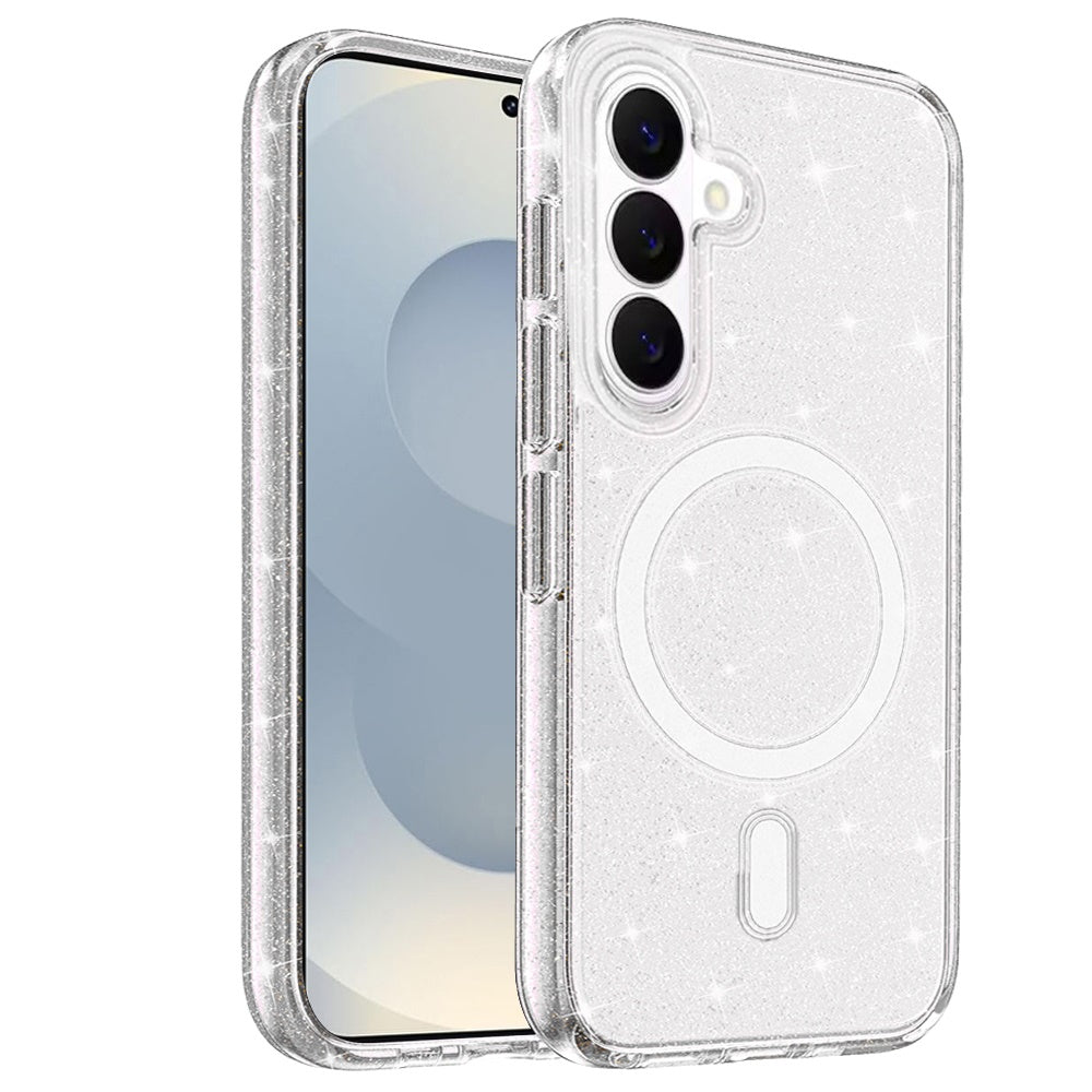 For Samsung Galaxy S26 MagSafe Compatible Glitter Sparkle Bling Hybrid Case with Magnetic Circle, Slim TPU & Hard PC Frame Case Cover