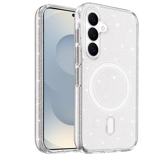 For Samsung Galaxy S26 MagSafe Compatible Glitter Sparkle Bling Hybrid Case with Magnetic Circle, Slim TPU & Hard PC Frame Case Cover