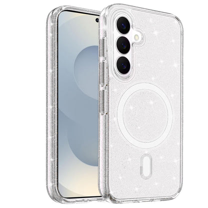 For Samsung Galaxy S26 MagSafe Compatible Glitter Sparkle Bling Hybrid Case with Magnetic Circle, Slim TPU & Hard PC Frame Case Cover