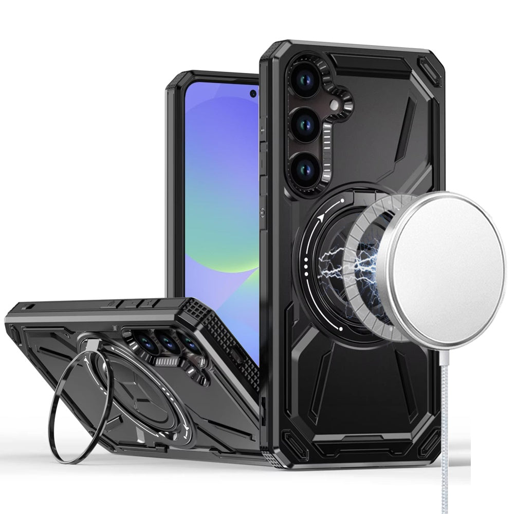 For Samsung Galaxy A37 Hybrid Magnetic Ring and 360° Rotational Kickstand with MagSafe Compatible, Military Grade Drop Protection Case Cover