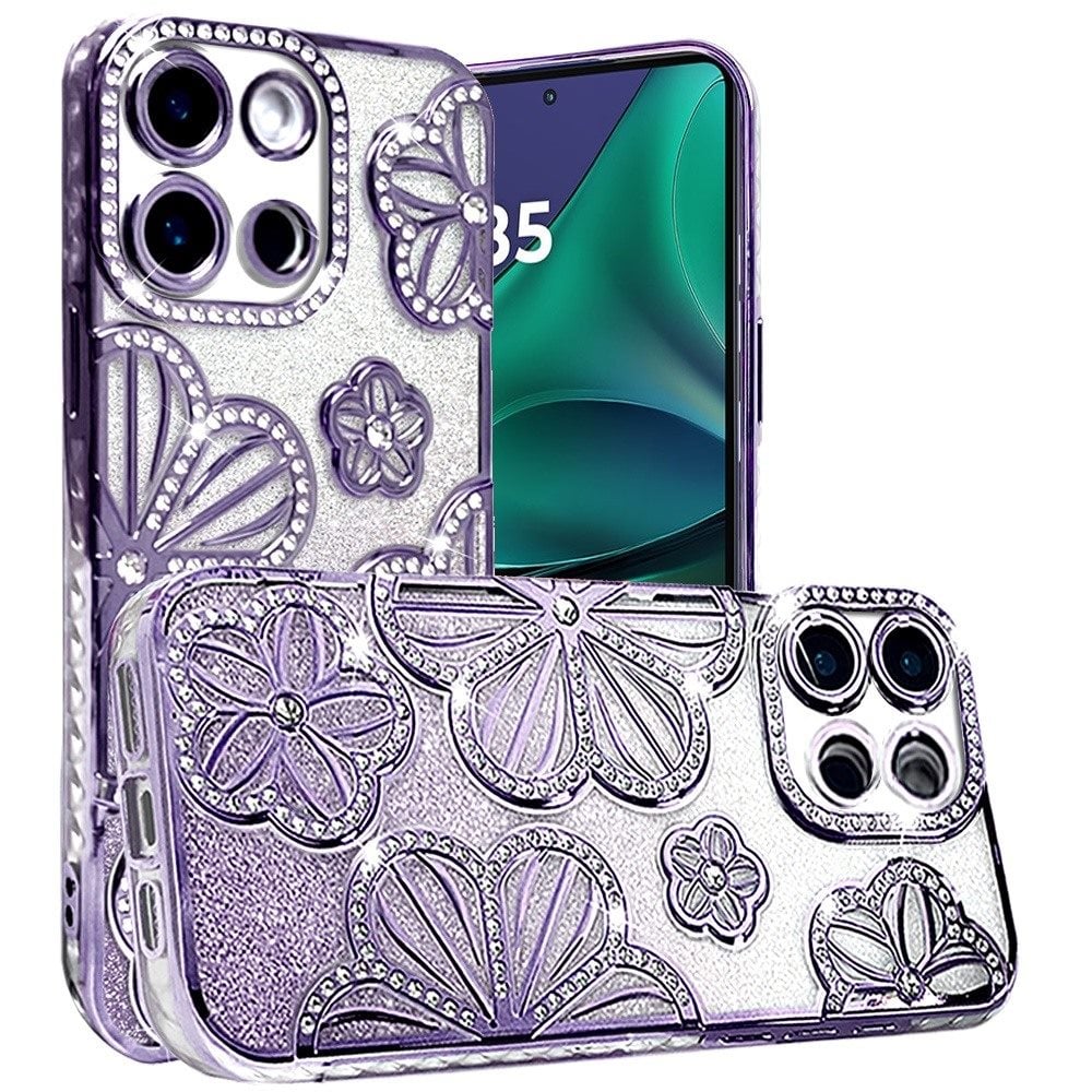 For Motorola Moto G Stylus 5G 2026 /2025 Luxury Flower Design Sparkle Glitter Diamond Rhinestone Shimmer Bling Plating Thick TPU Hard PC Case Cover