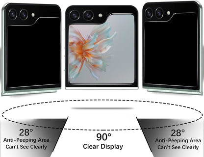 For Samsung Galaxy Z Flip 7 FE Privacy Screen Protector, Anti Spy Anti Peeping Tempered Glass Full Protective Film, 9H, Anti Scratch, Easy Install Case Cover Black