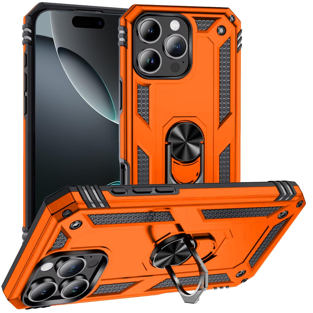 For iPhone 16 Pro Max (6.9") Hybrid Shockproof Durable 360 Degree Rotatable Ring Stand Holder Kickstand Fit Magnetic Car Mount Case Cover