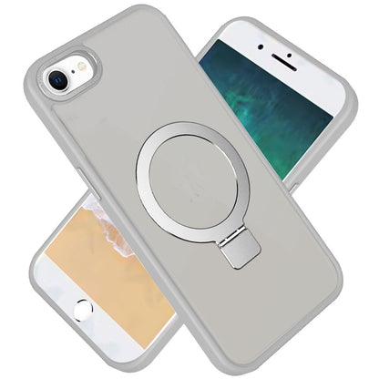 For Apple iPhone 17E /16E Magnetic Metal Matte with Built-in MagSafe Stand, Hybrid Shockproof Armor, TPU Frame Case Cover Clear