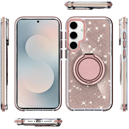 For Samsung Galaxy S26 Slim Bling Glitter Sparkly Shimmer Hybrid with Magnetic Ring and 360° Rotational Stand [Compatible with Magsafe] Case Cover