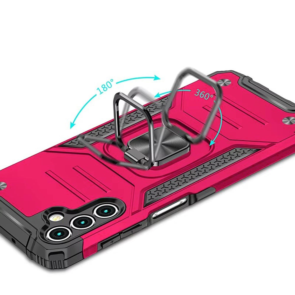 For Samsung Galaxy A17 5G Armor Hybrid Magnetic Stand with Ring Holder Kickstand Shockproof Heavy-Duty Durable Rugged TPU Dual Layer Case Cover