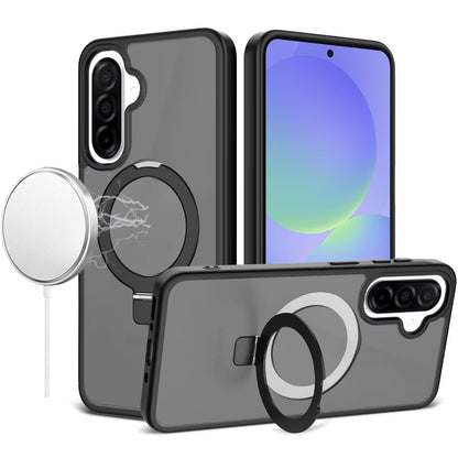 For Samsung Galaxy A37 Magnetic Circle Back with Ring Stand Full Rotation Matte Hybrid Shockproof Case Cover