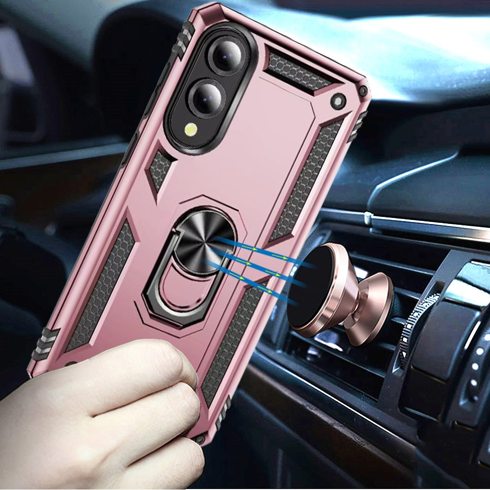 For Samsung Galaxy S25 Edge Hybrid Shockproof Durable 360 Degree Rotatable Ring Stand Holder Kickstand Fit Magnetic Car Mount Case Cover