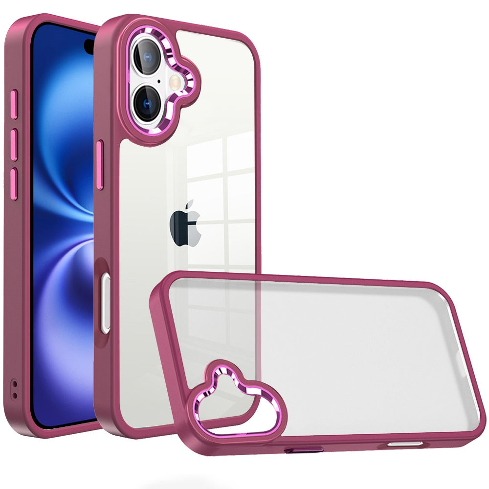 For Apple iPhone 17 (6.3") Slim Fit Hybrid Transparent Thick Acrylic with Metal Buttons Frame Protective Hard PC + TPU Shockproof Case Cover