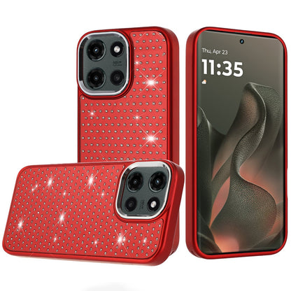 For Motorola Moto G 5G 2025 Bling Diamond Metallic, Full Sparkle Chrome Edged Hybrid Protective Shockproof Case Cover